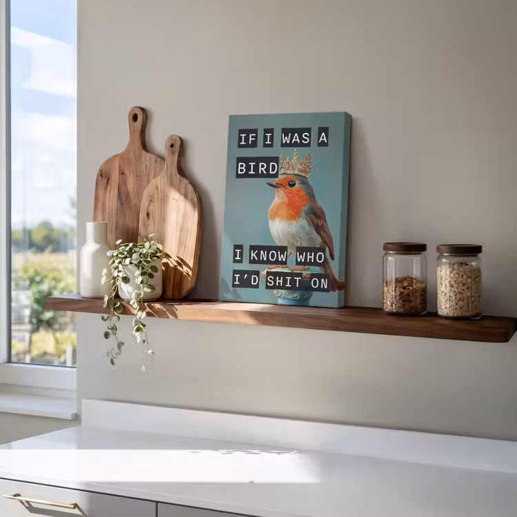 Roodborstje - Vogel - Blauw - Decoratie canvas 2cm klein -closeup_print_DE