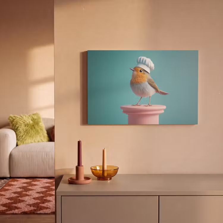 Roodborstje - Vogel - Koksmuts - Sokkel canvas 2cm klein -sfeer1
