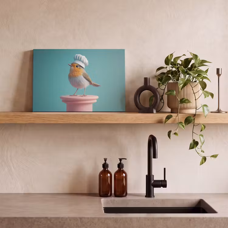 Roodborstje - Vogel - Koksmuts - Sokkel canvas 2cm klein -sfeer6