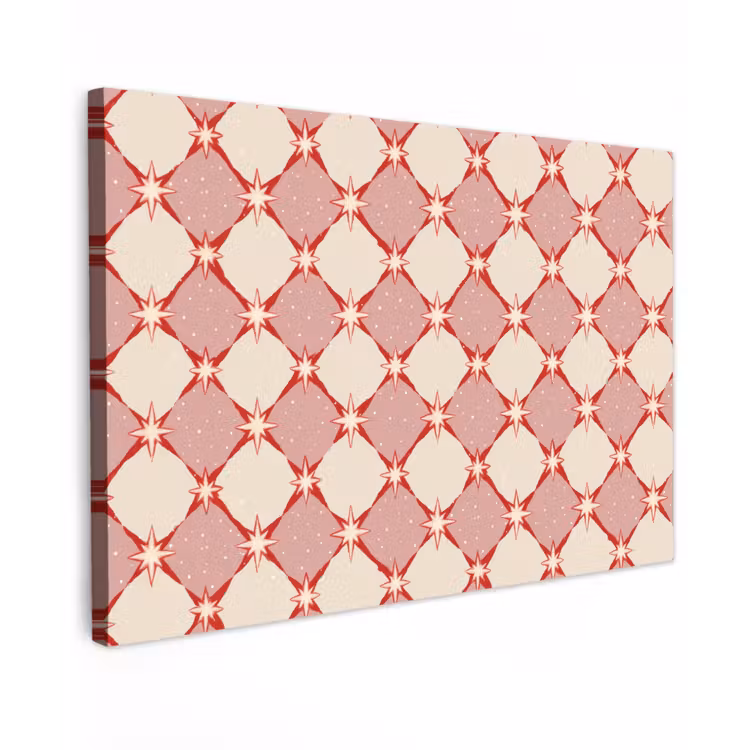 Ruiten - Sterren - Vintage - Oudroze - Rood canvas 2cm klein 34 -z3d