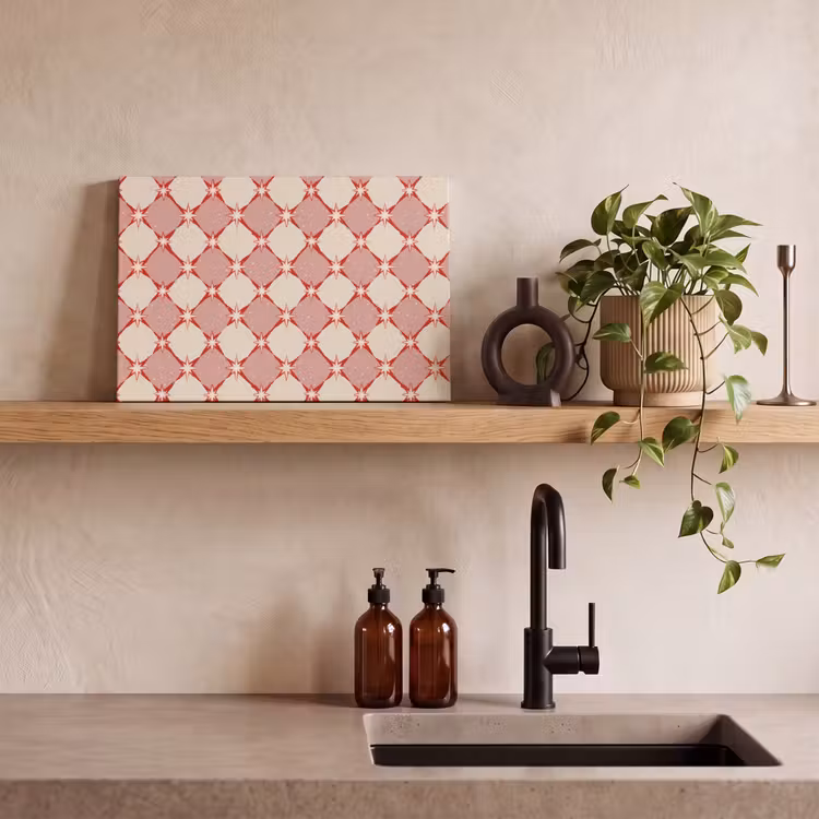 Ruiten - Sterren - Vintage - Oudroze - Rood canvas 2cm klein 34 -sfeer6