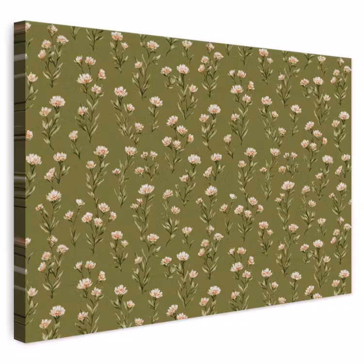 Landelijk - Bloemen - Groen canvas 2cm klein 34 -3d