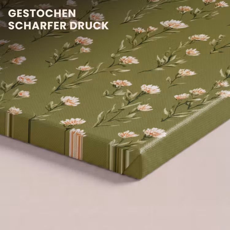 Landelijk - Bloemen - Groen canvas 2cm klein 34 -closeup_print_DE