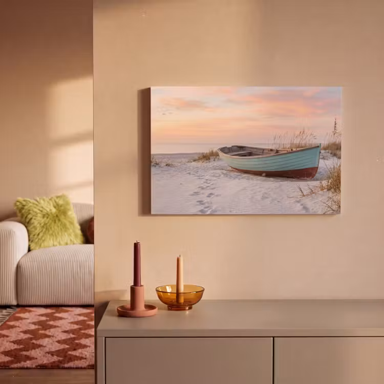 Rustiek - Roeiboot - Zandstrand canvas 2cm klein -sfeer1