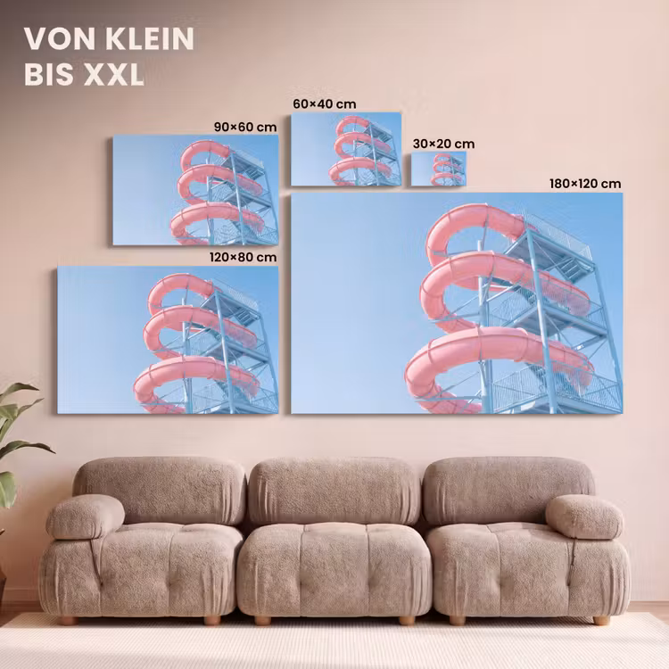 Glijbaan - Waterpark - Spiraal - Modern - Roze canvas 2cm klein -Xsfeer8_DE