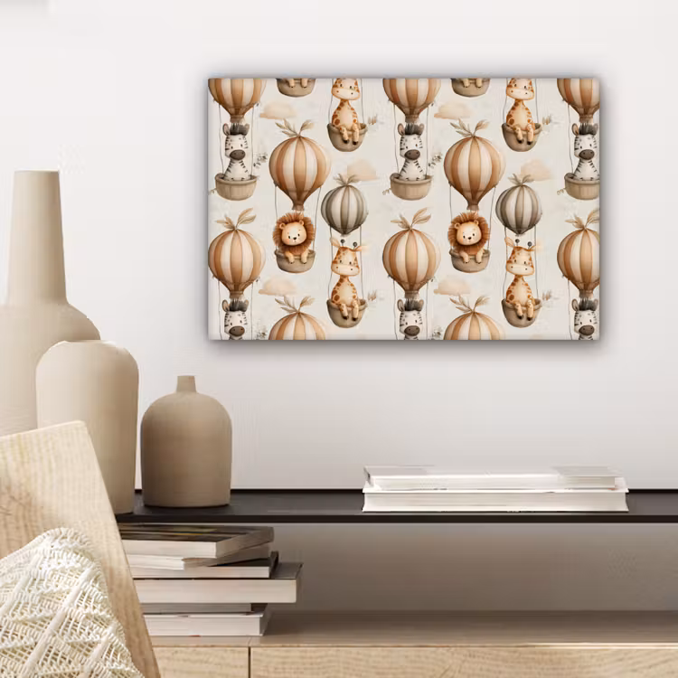 Safari - Luchtballonen - Taupe canvas 2cm klein 34 -closeup_print_DE
