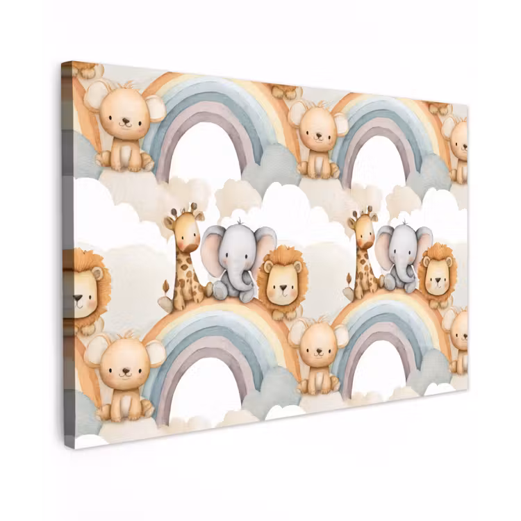 Safari - Regenboog - Kleurrijk canvas 2cm klein 34 -z3d