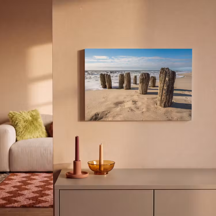 Zand - Strand - Paal - Water - Zomer canvas 2cm klein -sfeer1