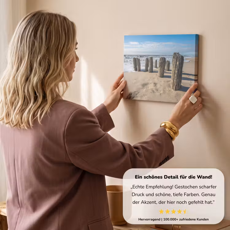 Zand - Strand - Paal - Water - Zomer canvas 2cm klein -sfeer3