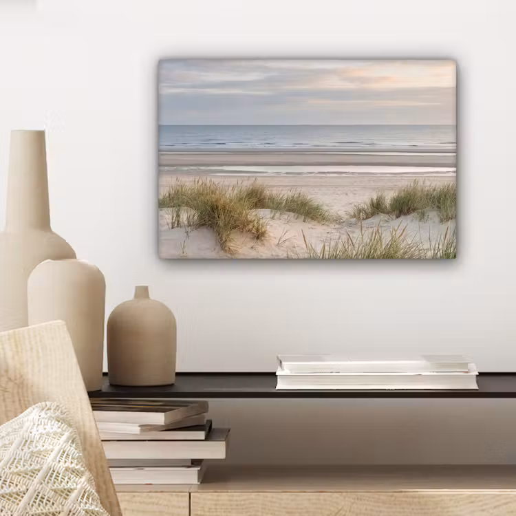 Zandstrand - Bewolkt - Duinen canvas 2cm klein -closeup_print_DE