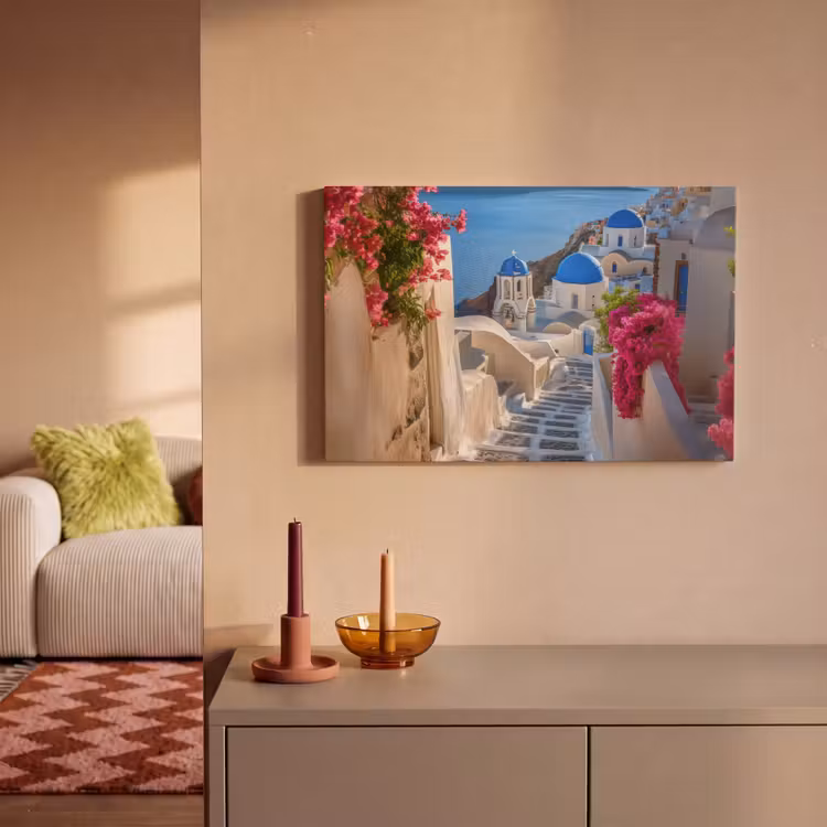 Santorini - Bloemen - Griekenland canvas 2cm klein -sfeer1