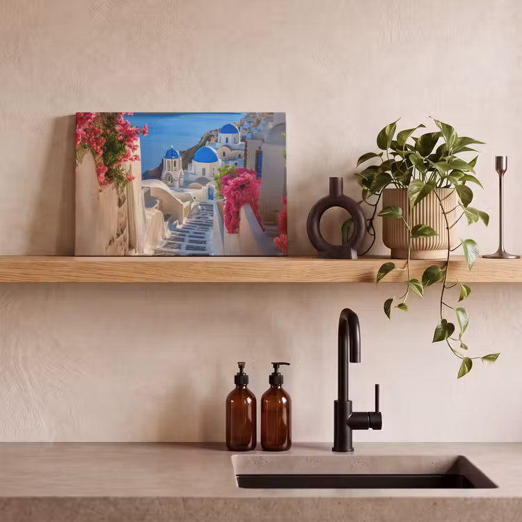 Santorini - Bloemen - Griekenland canvas 2cm klein -closeup_print_DE