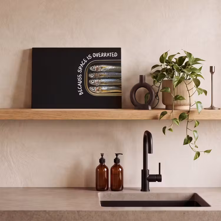 Sardines - Tekst - Vis - Blik canvas 2cm klein -sfeer3