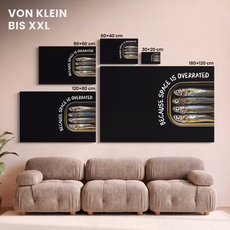Sardines - Tekst - Vis - Blik canvas 2cm klein -Xsfeer8_DE