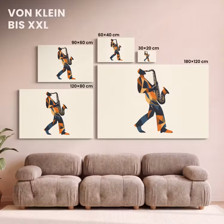 Saxofoon - Abstract - Persoon - Blauw canvas 2cm klein -Xsfeer8_DE