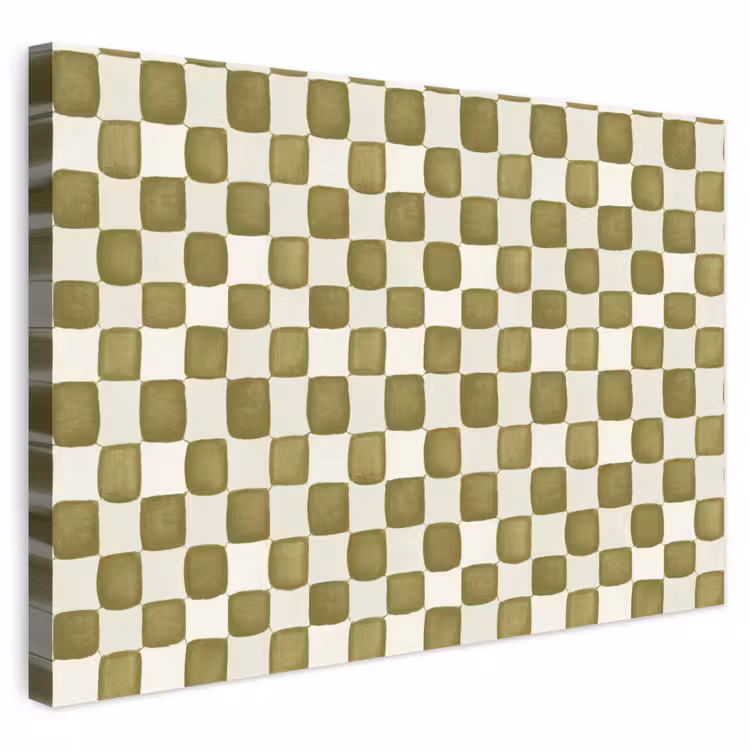 Schaak - Patroon - Groen canvas 2cm klein 34 -3d