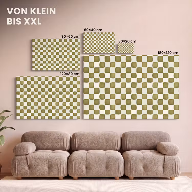 Schaak - Patroon - Groen canvas 2cm klein 34 -Xsfeer8_DE