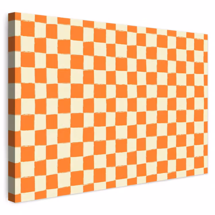 Schaak - Patroon - Oranje canvas 2cm klein 34 -3d