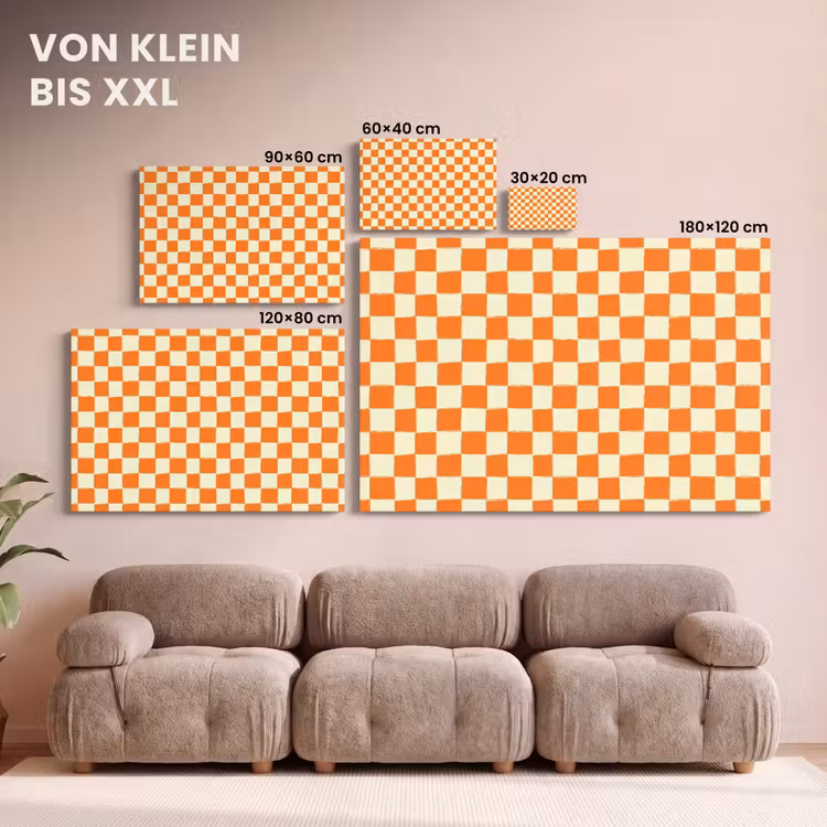 Schaak - Patroon - Oranje canvas 2cm klein 34 -Xsfeer8_DE