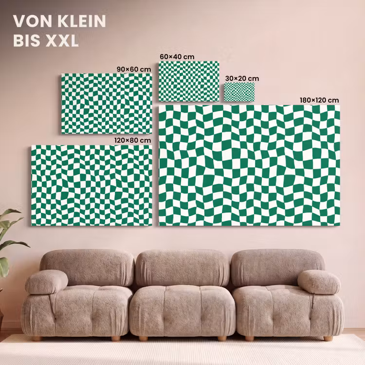 Schaakbord - Golvend - Groen canvas 2cm klein 34 -Xsfeer8_DE