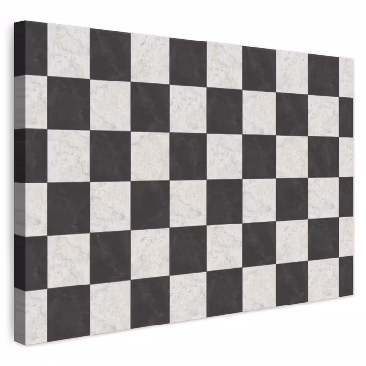 Dambord - Marmer - Zwart - Wit canvas 2cm klein 34 -3d