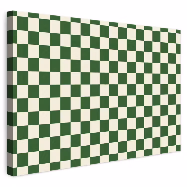 Schaakbord - Patroon - Groen canvas 2cm klein 34 -3d