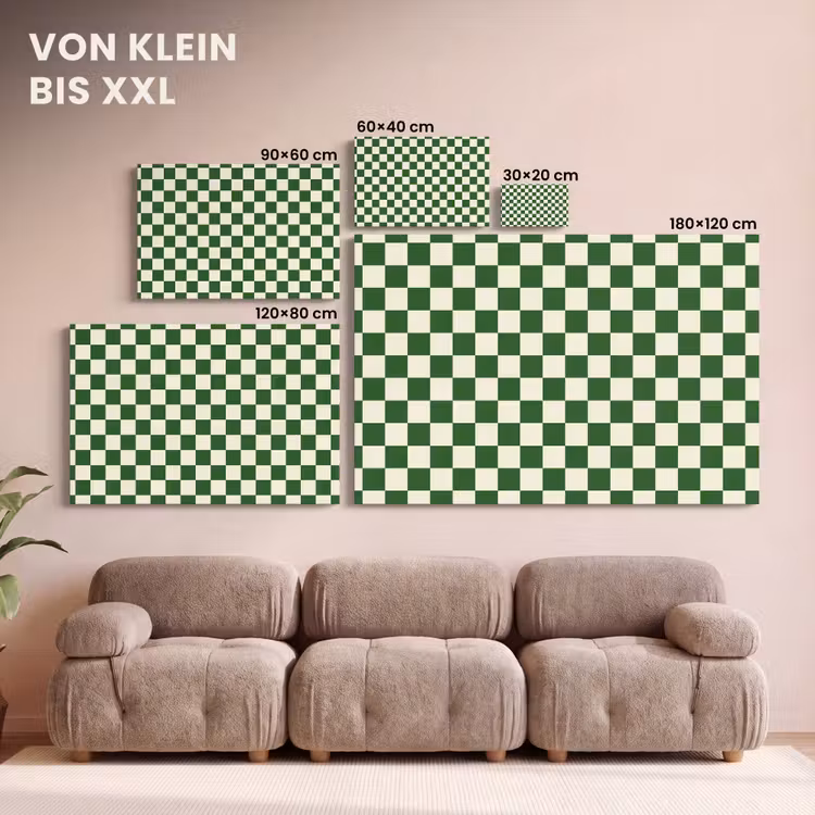 Schaakbord - Patroon - Groen canvas 2cm klein 34 -Xsfeer8_DE