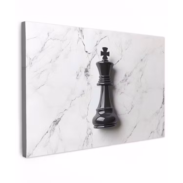 Schaakstuk - Koning - Zwart - Marmer canvas 2cm klein -z3d
