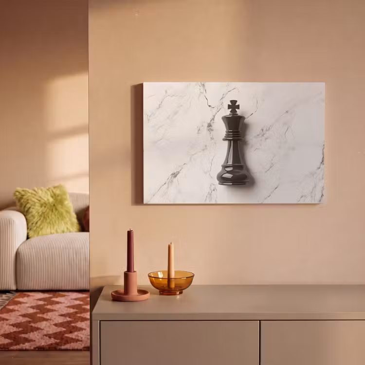 Schaakstuk - Koning - Zwart - Marmer canvas 2cm klein -sfeer1