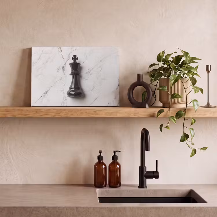 Schaakstuk - Koning - Zwart - Marmer canvas 2cm klein -sfeer6