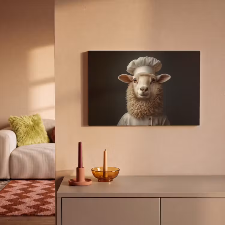Schaap - Wol - Kok canvas 2cm klein -sfeer1
