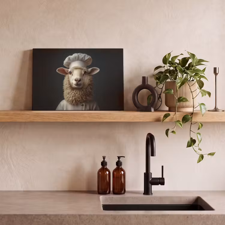 Schaap - Wol - Kok canvas 2cm klein -sfeer3