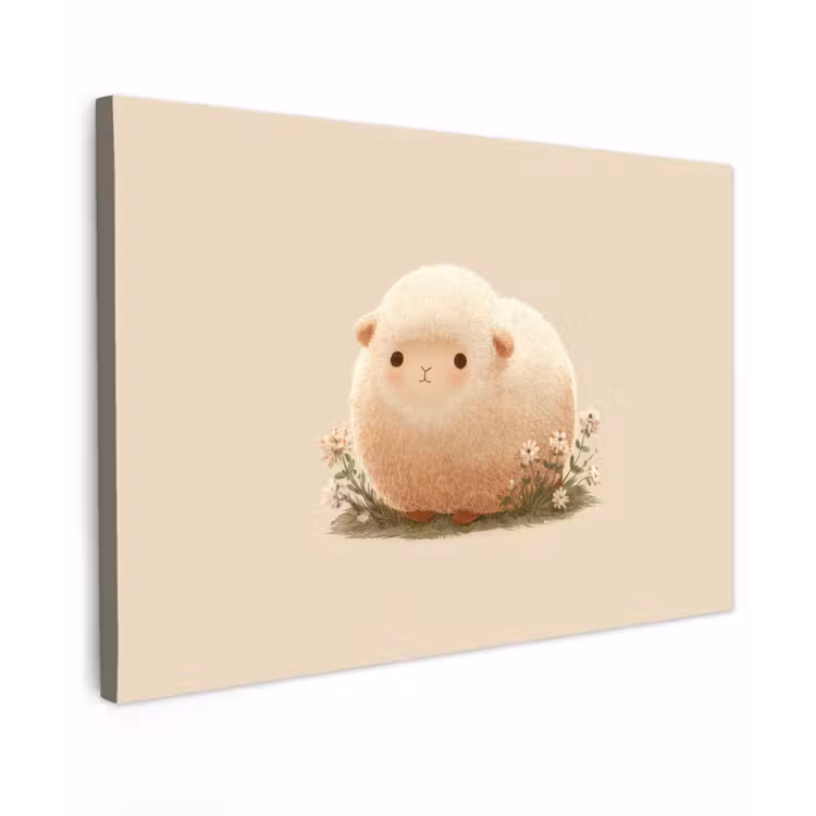 Schaap - Beige - Bloemen canvas 2cm klein -z3d