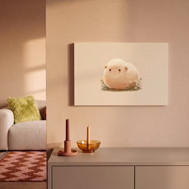 Schaap - Beige - Bloemen canvas 2cm klein -sfeer1