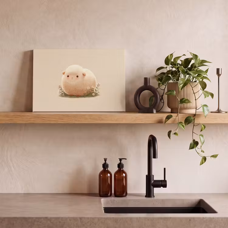 Schaap - Beige - Bloemen canvas 2cm klein -sfeer3