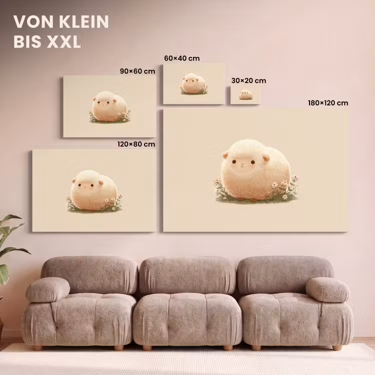 Schaap - Beige - Bloemen canvas 2cm klein -Xsfeer8_DE