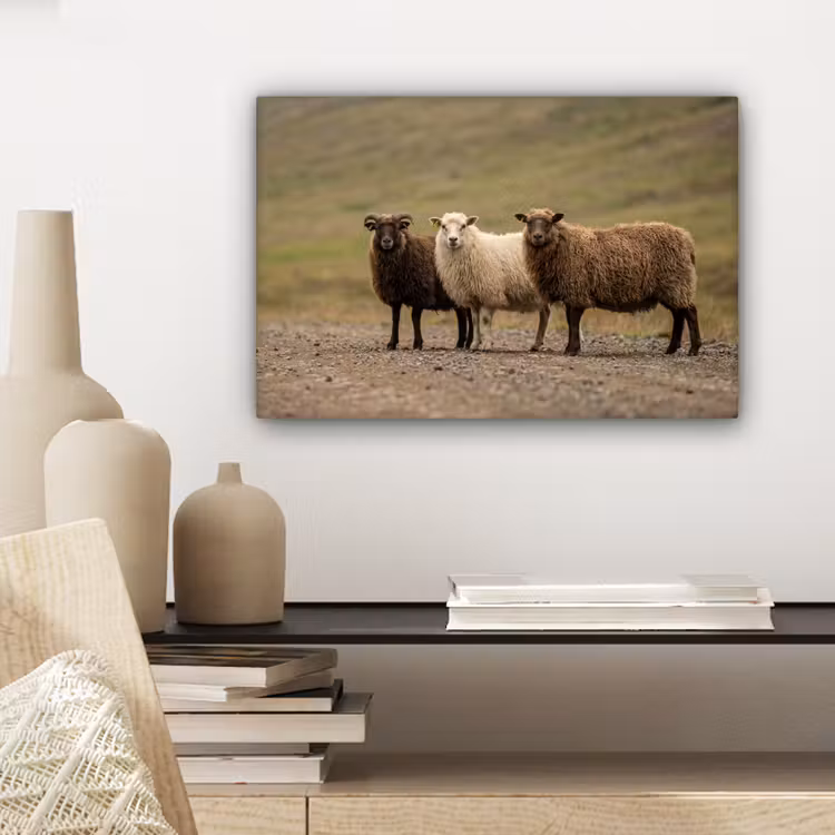 Schapen - Bruin - Wit - Grindpad canvas 2cm klein -closeup_print_DE