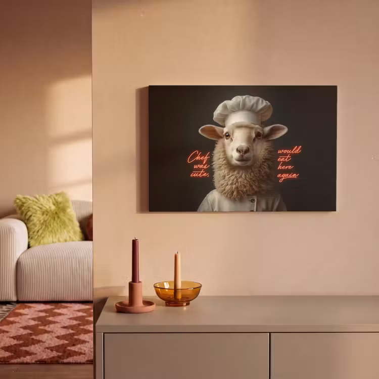 Schaap - Kokskleding - Neon - Quote canvas 2cm klein -sfeer1