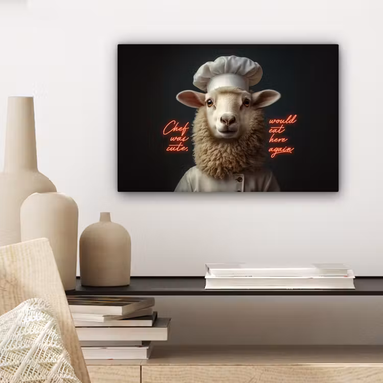 Schaap - Kokskleding - Neon - Quote canvas 2cm klein -sfeer6