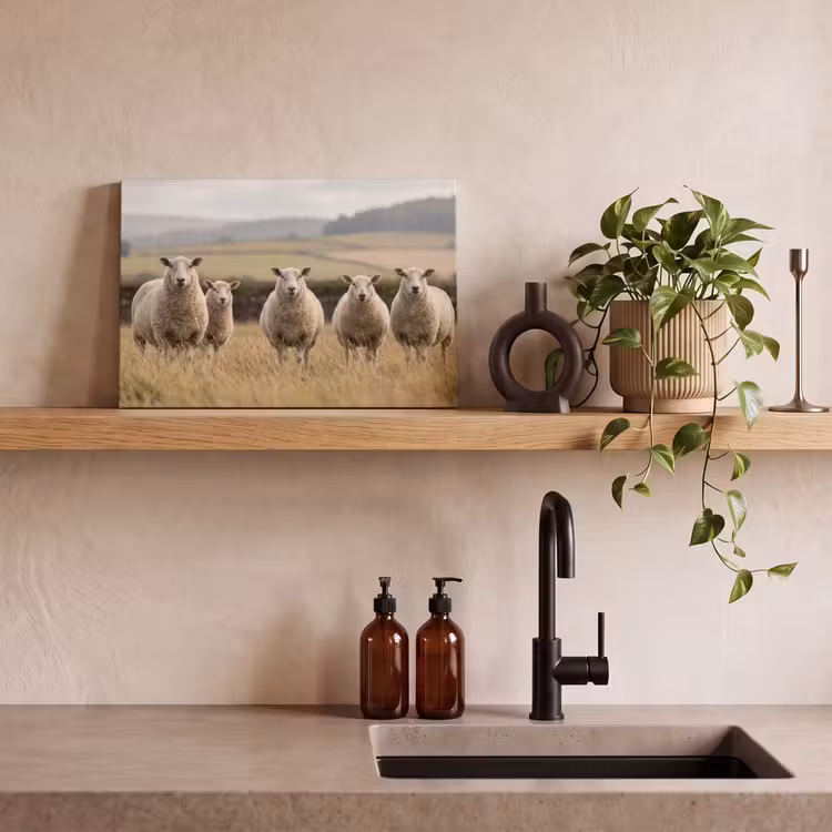 Schapen - Weidenlandschap - Heuvels canvas 2cm klein -sfeer3