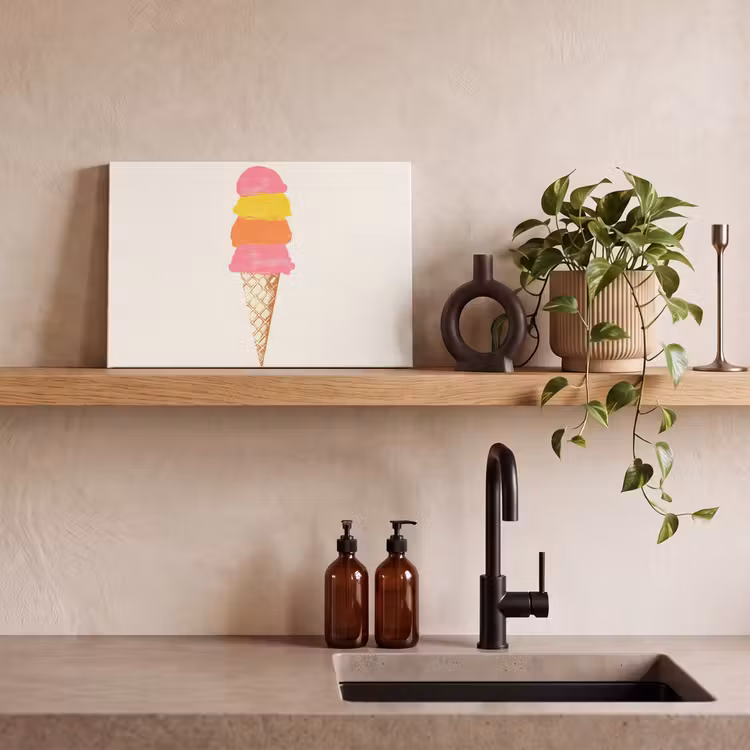 Schepijs - Hoorntje - Illustratie - Minimalistisch canvas 2cm klein -closeup_print_DE