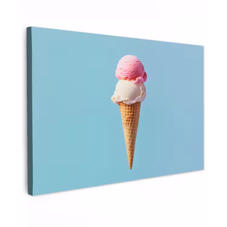 Bolletjes - Schepijs - Hoorntje - Blauw canvas 2cm klein -z3d