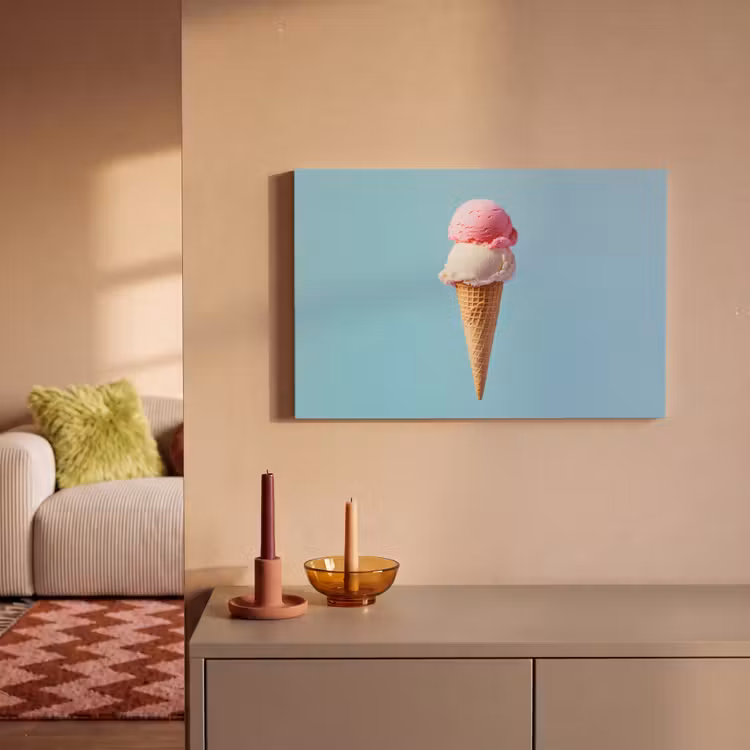 Bolletjes - Schepijs - Hoorntje - Blauw canvas 2cm klein -sfeer1