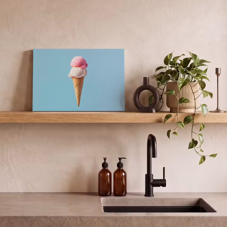 Bolletjes - Schepijs - Hoorntje - Blauw canvas 2cm klein -sfeer6