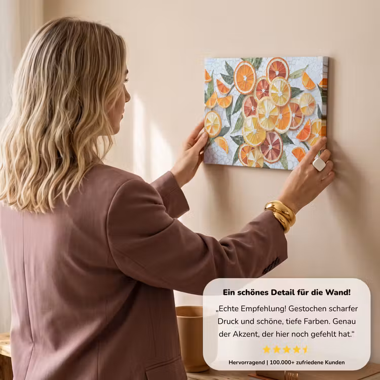 Schijfjes - Fruit - Oranje - Mozaïek canvas 2cm klein -sfeer3