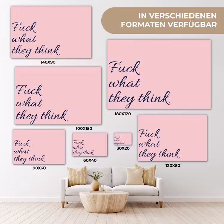 Fuck what they think - Roze - Minimalistisch canvas 2cm klein -Xsfeer8_DE