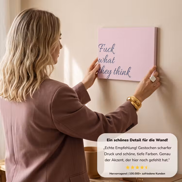 Fuck what they think - Roze - Minimalistisch canvas 2cm klein -Xsfeer7_DE
