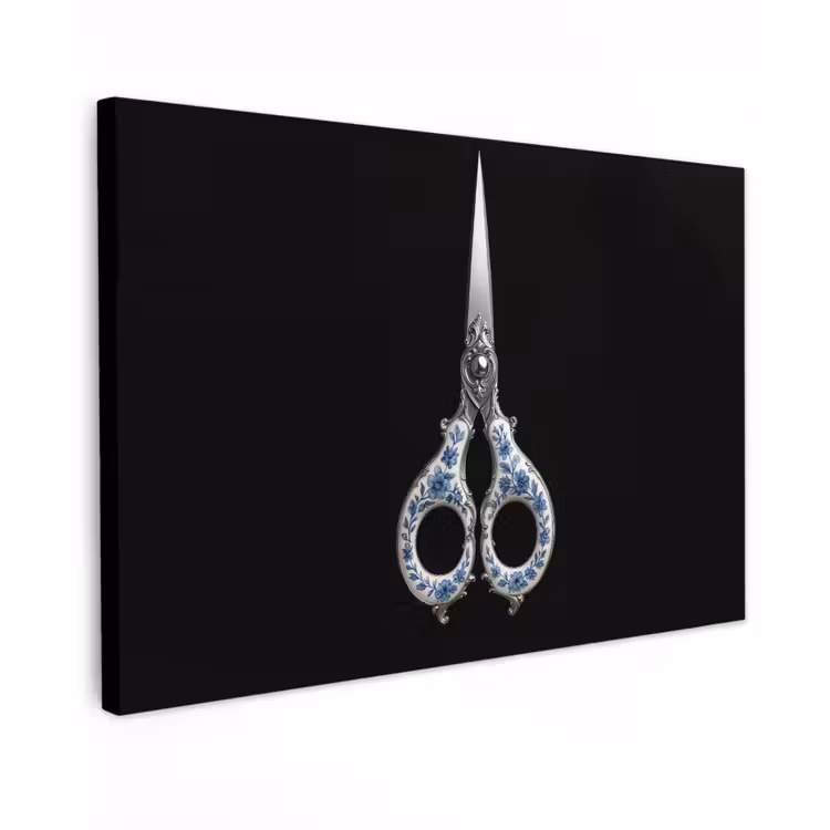 Schaar - Delfts blauw - Zwart canvas 2cm klein -z3d