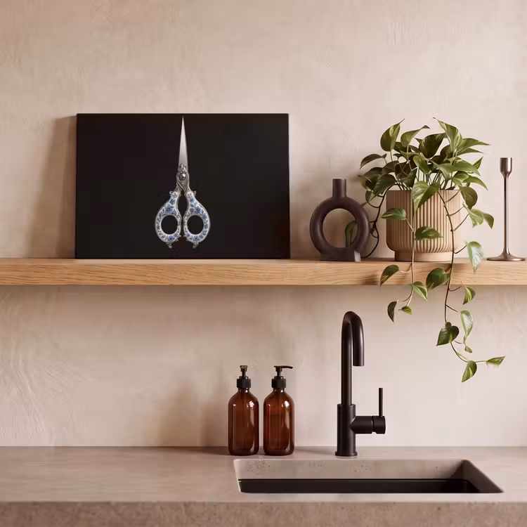 Schaar - Delfts blauw - Zwart canvas 2cm klein -closeup_print_DE