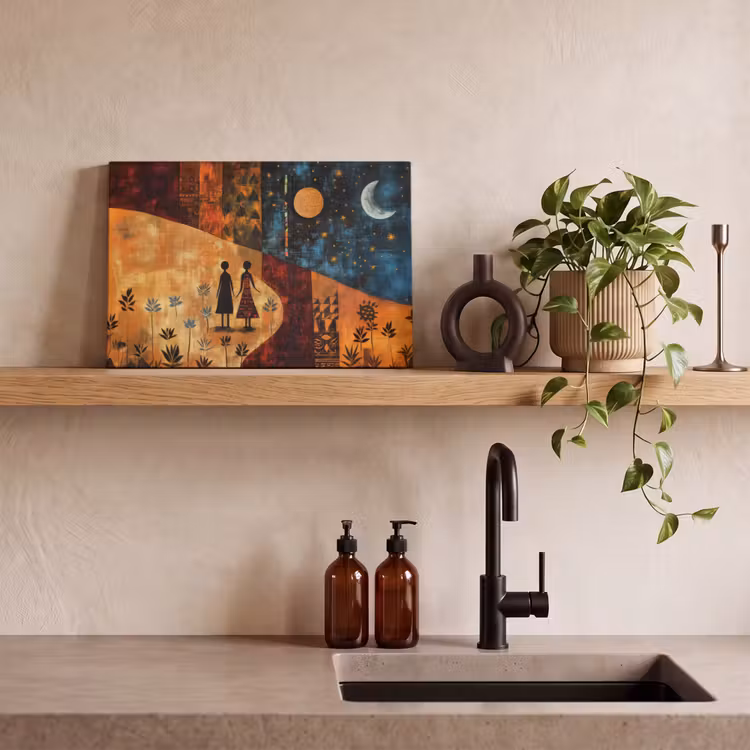 Silhouetten - Abstract - Zon - Maan canvas 2cm klein -closeup_print_DE